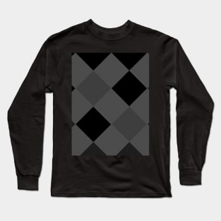 Black and grey checked textured pattern Long Sleeve T-Shirt